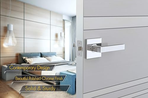 Miniatura 2 de Avalon 0560 'MIRA' - Juego de manillas de puerta en acabado cromado pulido (privacidadpasaje)