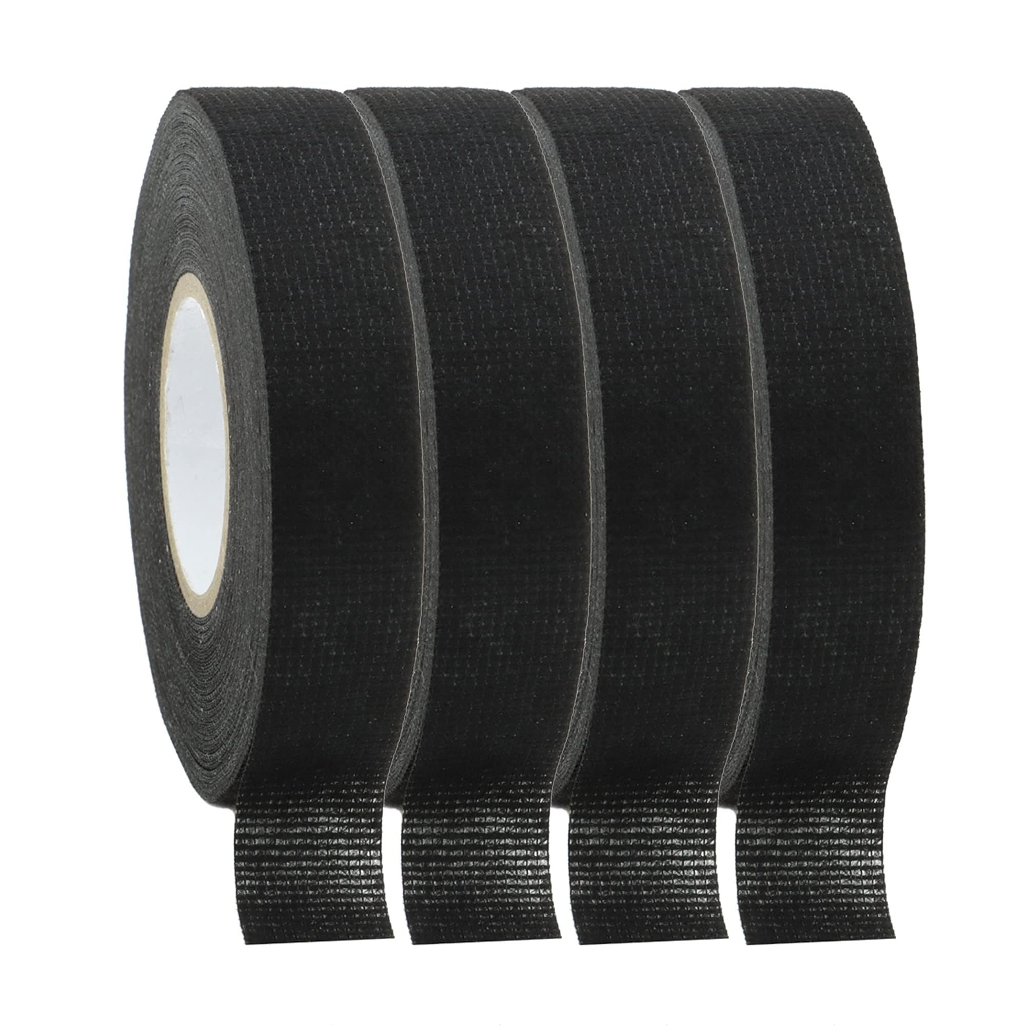 Hochtemperatur-Kabelbaum-Isolierband 19 mm x 15 m – Schwarzes Chemiefasergewebe, flammhemmendes Kfz-Elektro-Isolierband(4pcs)
