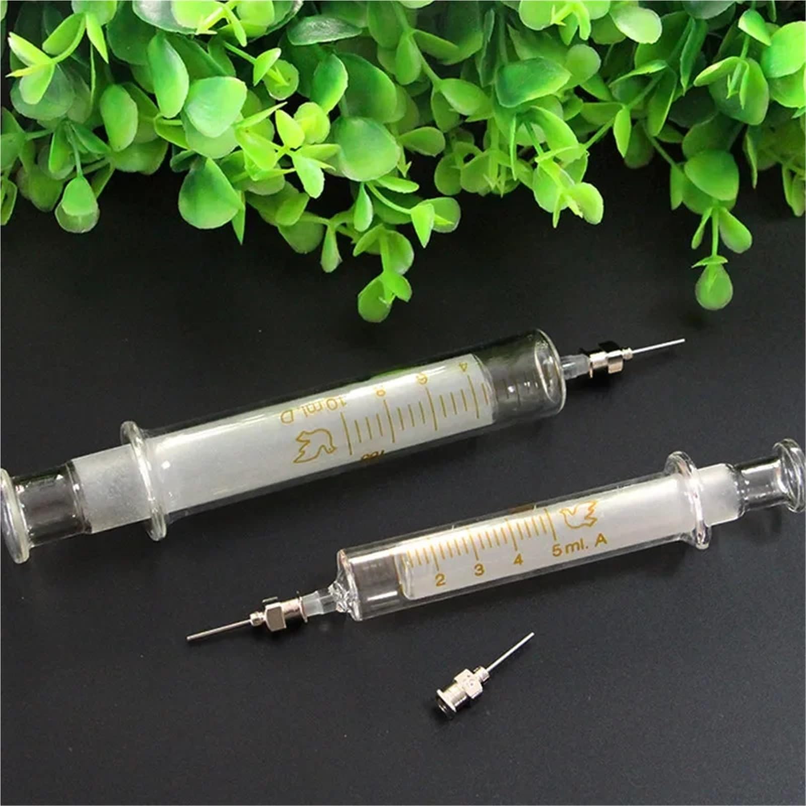 Seringue en verre avec aiguille en métal, 5 ml/10 ml pour réparation de téléphone et huile de soudure (5 ml avec 10 ml)