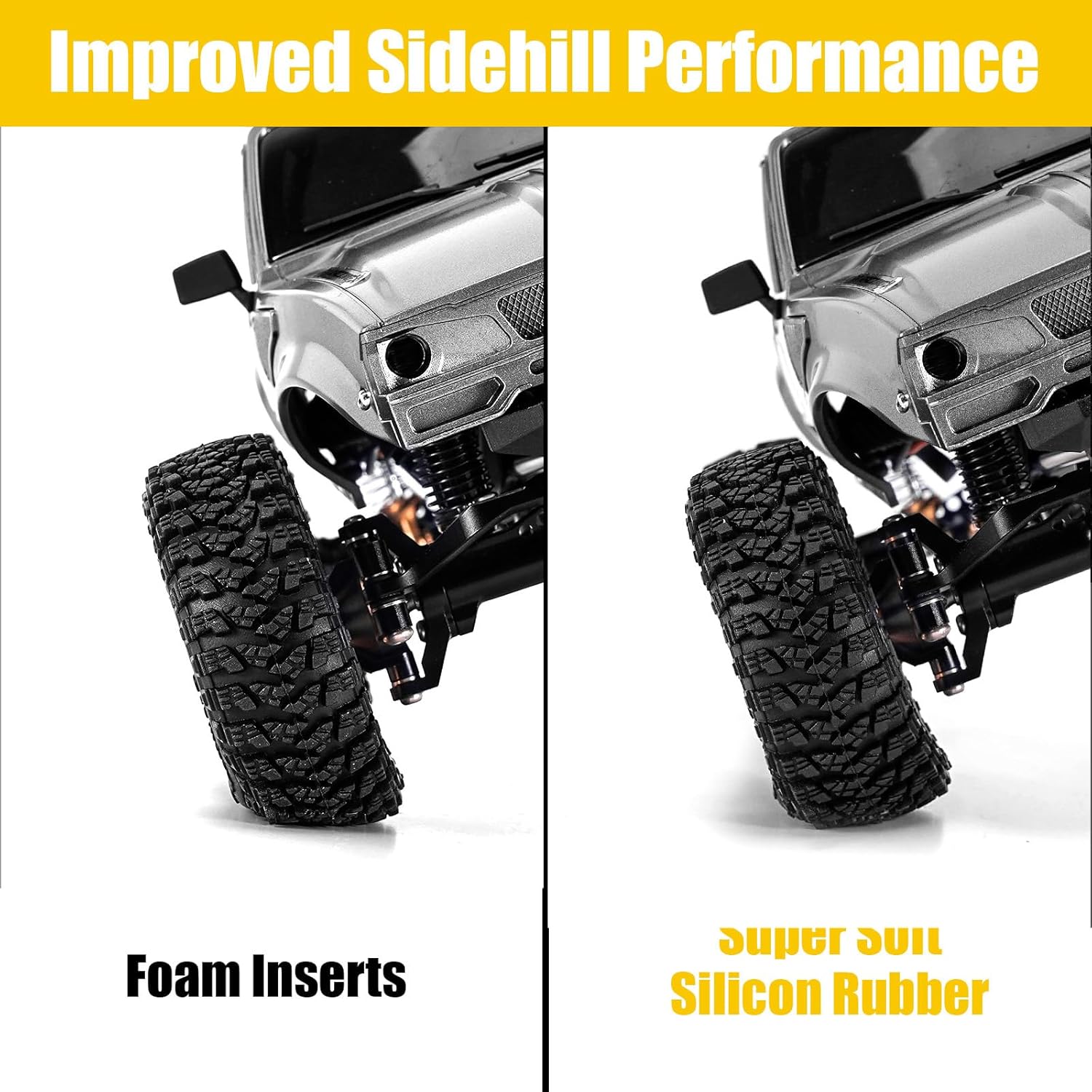 INJORA 1.0 Silicone Rubber Inserts and S5 All Terrain Crawler Tires for TRX4M SCX24 1/18 1/24 RC Crawler Car Upgrade