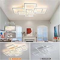 Vista 7 de Lámpara de techo moderna, 39.4'' LED regulable blanca, lámparas de techo empotradas con control remoto de acrílico redondas para techo bajo