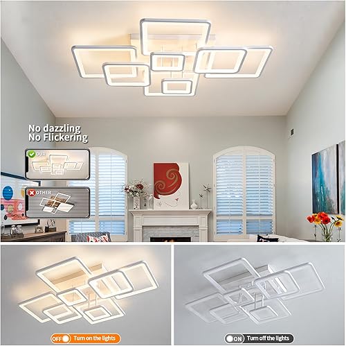 Miniatura 7 de Lámpara de techo moderna, 39.4'' LED regulable blanca, lámparas de techo empotradas con control remoto de acrílico redondas para techo bajo,
