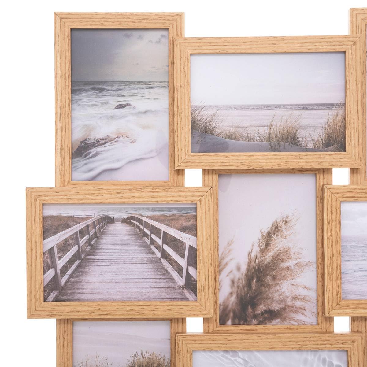 Atmosphera - Marco de Fotos de Pared de Madera Natural, 58 x 58 cm, Capacidad para 16 Fotos - Decoración para salón y Dormitorio