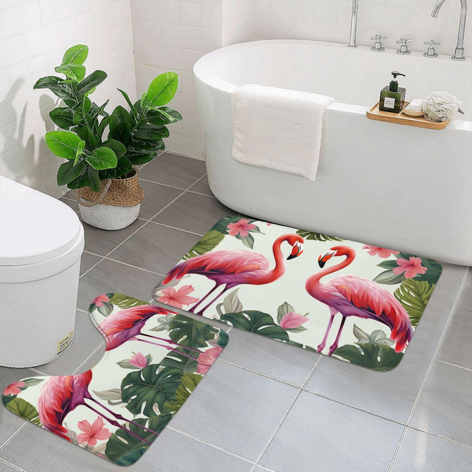 Tapis de bain antidérapants lot de 2 en microfibre contre les sols mouillés et glissants
