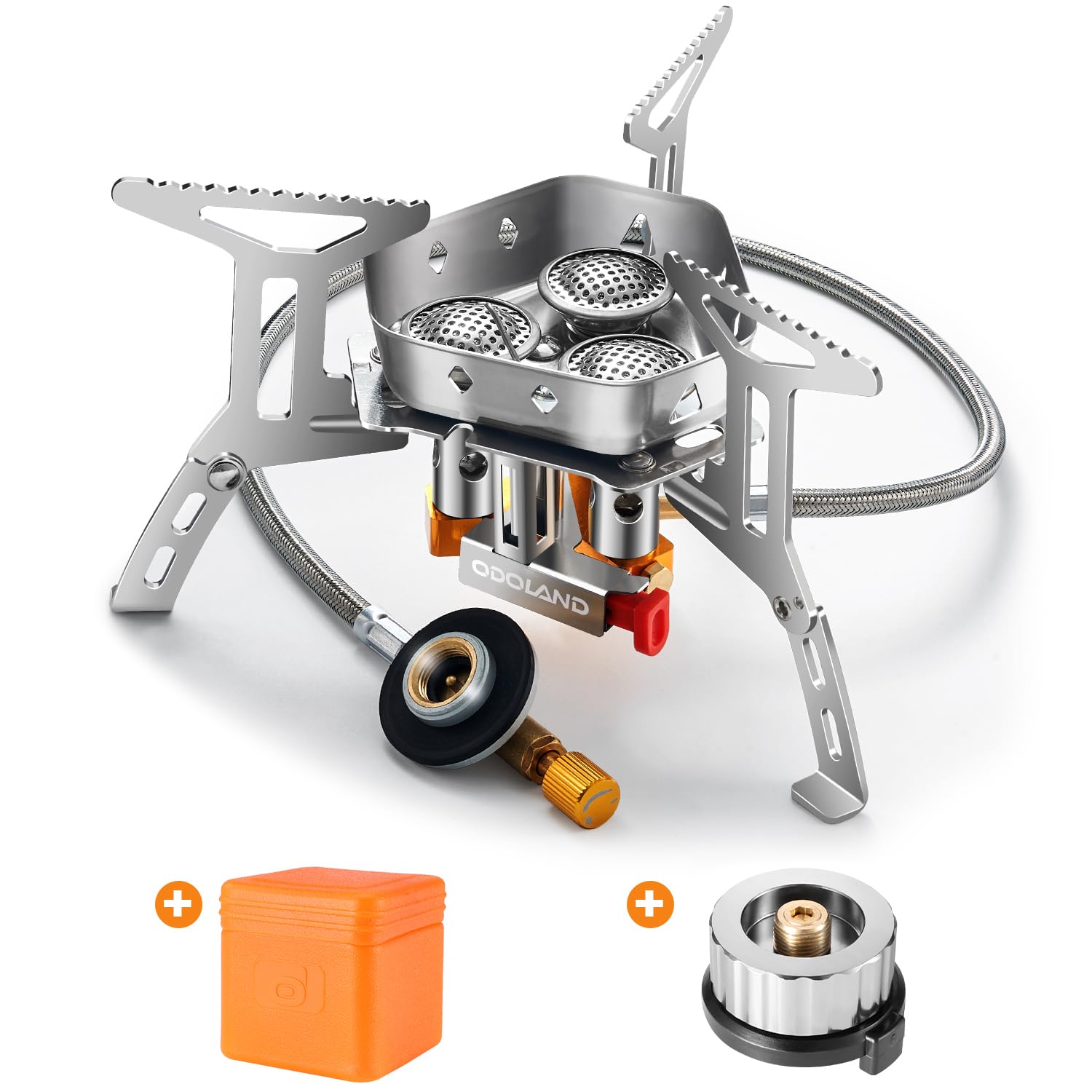 Odoland 6800W Windproof Camping Gas Stove, Portable Outdoor Camping Furnace, Folding Wild Camp Gas Burner, Backpacking Stove Suitable for Hiking, Camping, Trekking and Picnic