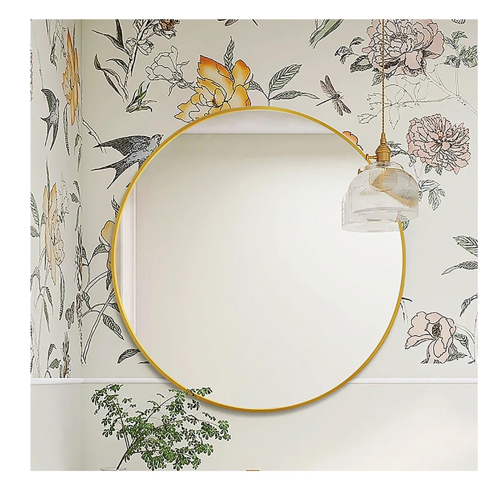 Miroir rond doré 50x50cm en alliage d'aluminium élégant pour mur de salon