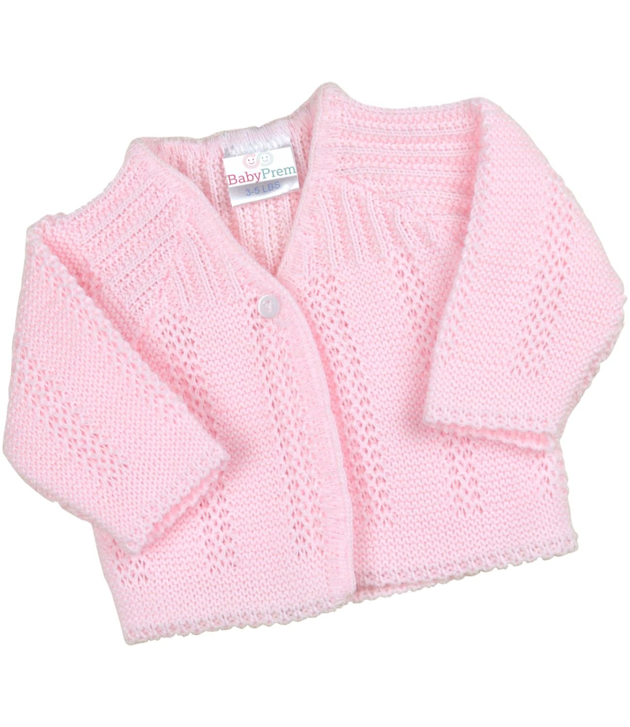 Babyprem Men's Pink Premature Baby Cardigan Jacket Boy Girl Buttons Soft Knitted 5-8Lb 44-50Cm V-Neck Long Sleeve