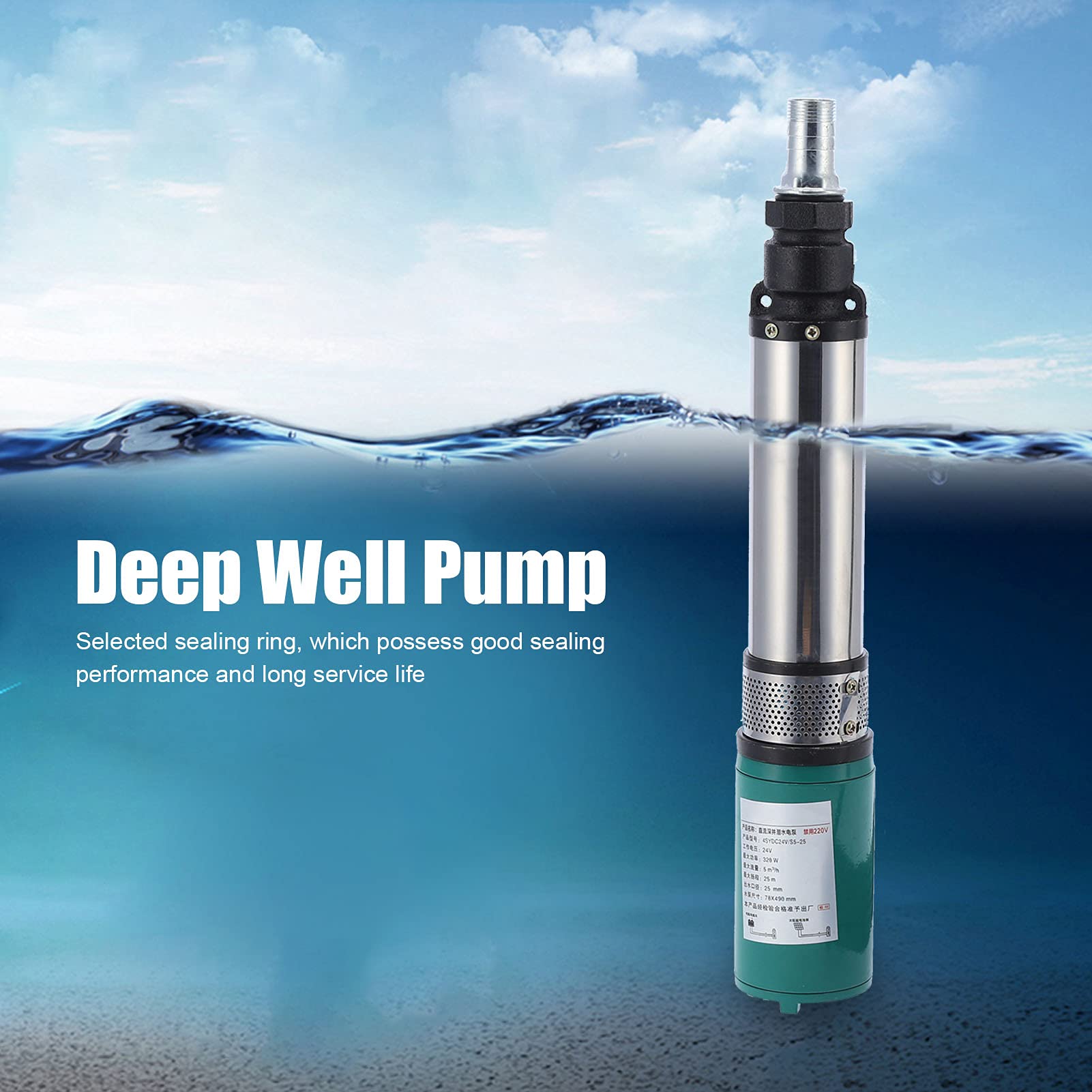 Eujgoov Pompe Sommerse Kit Pompa Acqua Solare DC24V Pompa per Pozzo in Acciaio Inox per Giardino e Laghetto