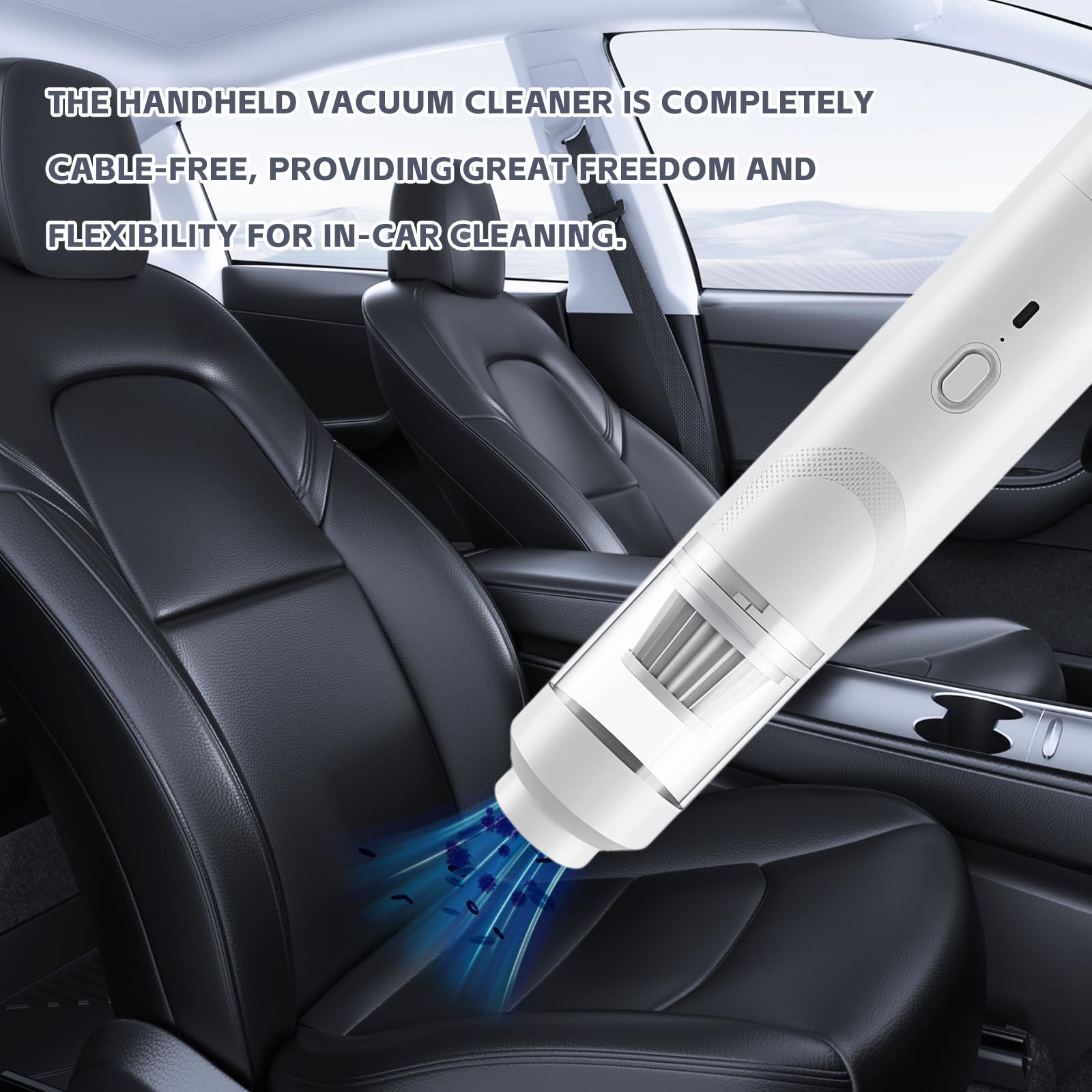BYZESTY Aspirateur à Main Sans Fil 9000 Pa - Batterie USB-C Rechargeable - Pour Voiture, Maison, Bureau - Idéal Pour Poils D'animaux Et Petites Poussières