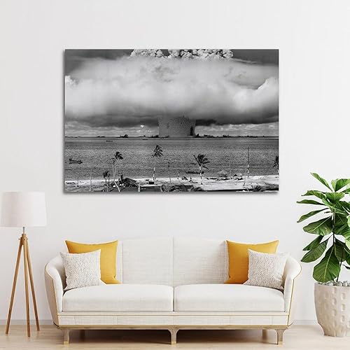 Miniatura 3 de LGDSBHH Póster de prueba de armas nucleares, explosión, hongo, nube, panadero, bikini, atolón, 1946, bomba atómica, póster vintage, pintura