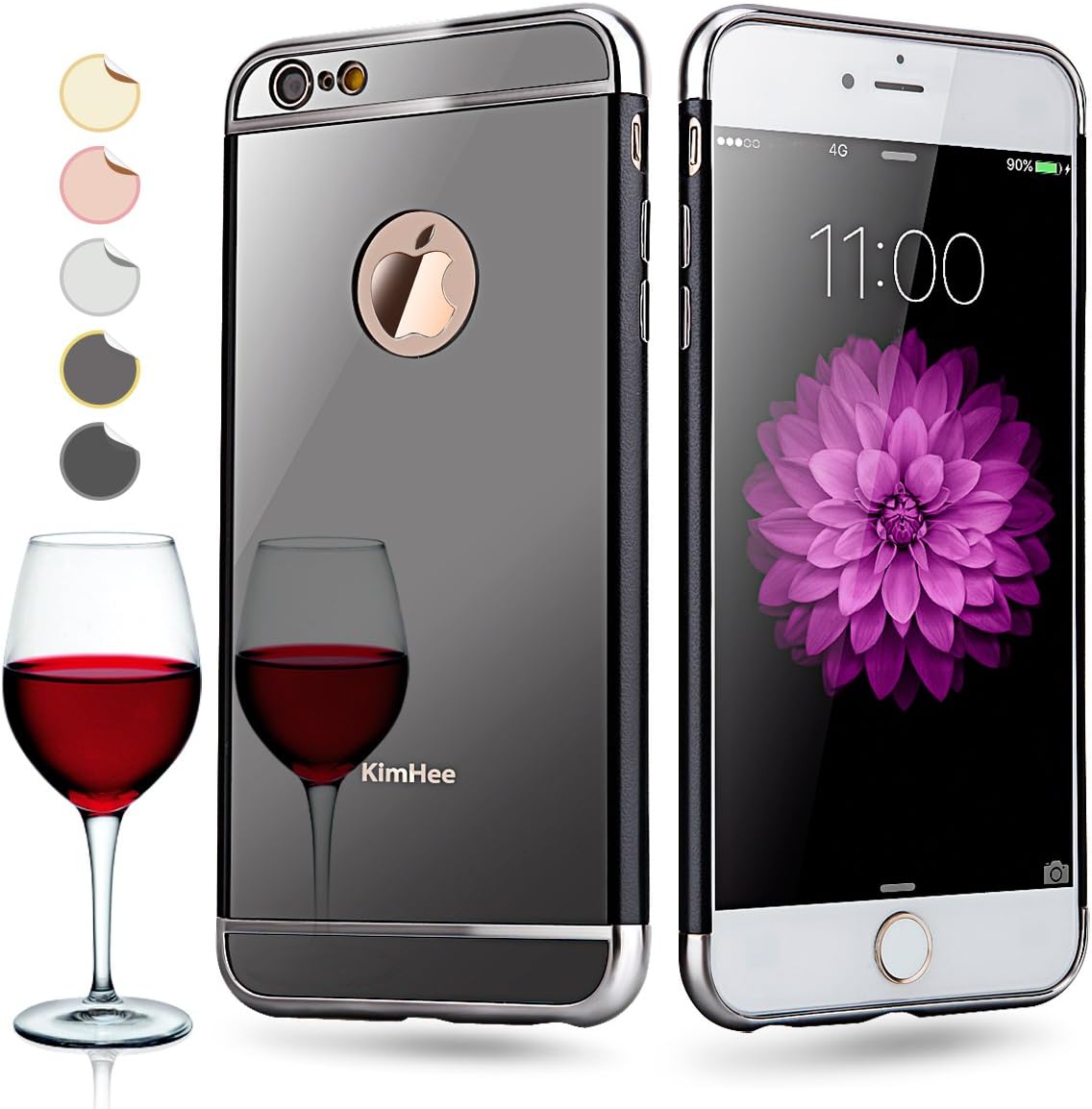 iPhone 6 case, 3 in 1 Ultra Thin and Slim Design with Mirror Case [Metal Textured]+[Acrylic Mirror]+[TPU Soft Plastic] for Apple iPhone 6 and iPhone 6s(4.7inch)- Black Silver