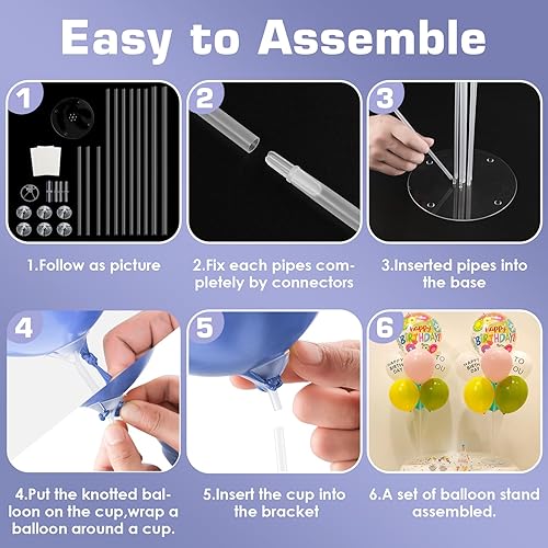 Miniatura 4 de Juego de 6 soportes para globos, palos de globo con base para centros de mesa, graduación, cumpleaños, baby shower, revelación de género, decoración