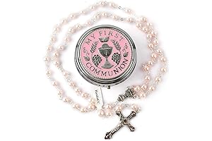 Holy Communion Rosary for Girls with Pearl Beads and Silver Accents