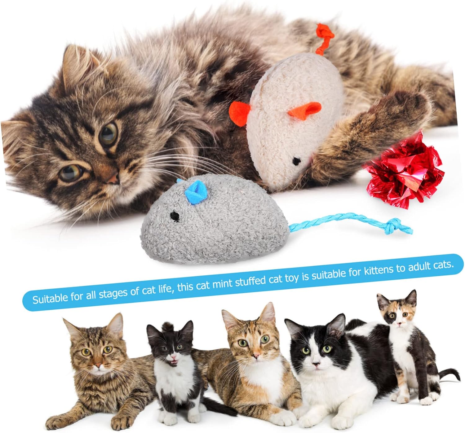 SUPVOX Cat Games 13 Pcs Interactive Cat Toys Plush Mice Crinkle Balls Indoor Kitten Toy