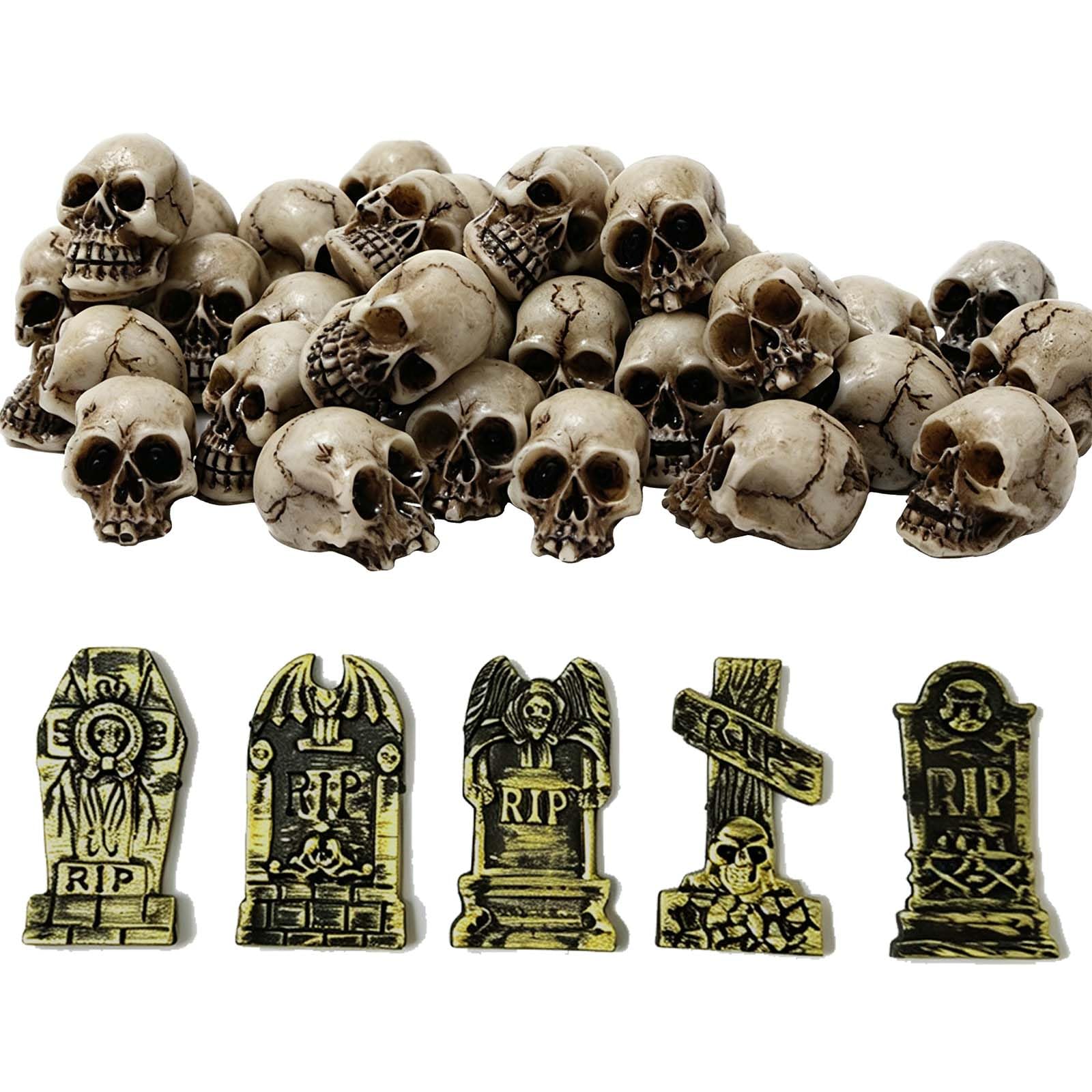 20 Pcs Mini Halloween Skull 5 Pcs Halloween Gravestones Bonsai Decorations