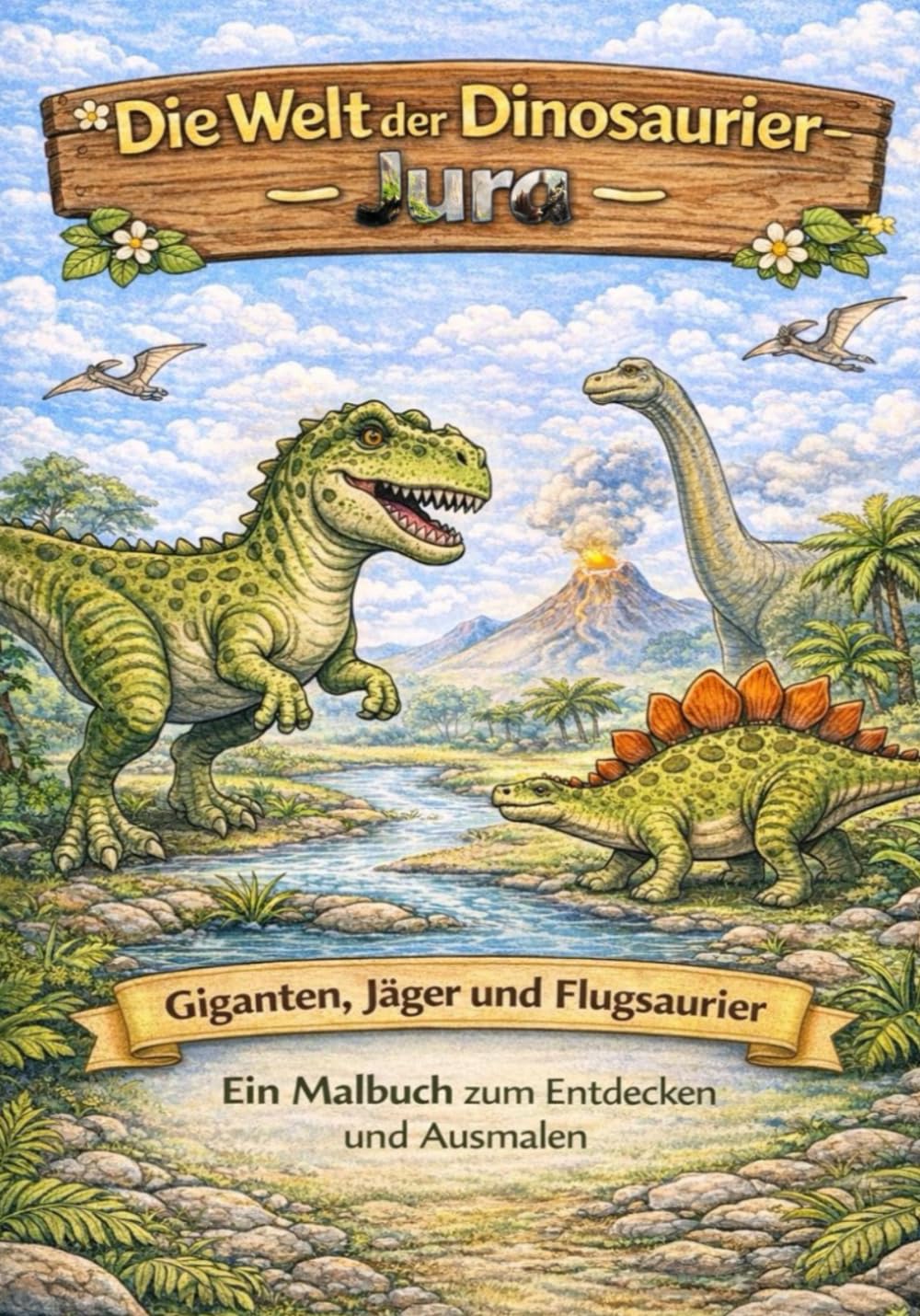 Dinosaurier der Jurazeit – Malbuch für Kinder: Ein Malbuch zum Entdecken und Ausmalen (Dinosaurier eine Reise durch die Erdzeitalter)