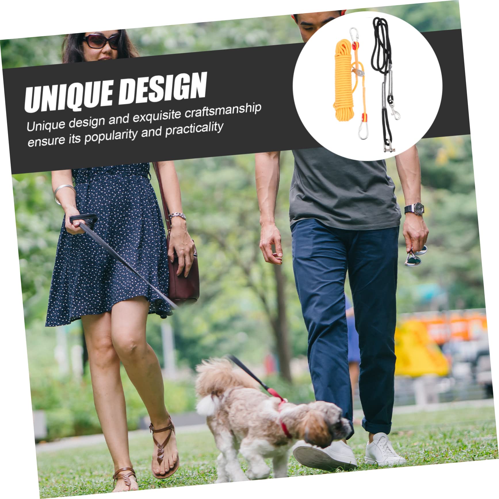 Happyyami Cable para Perros de Acampada Cadena Resistente Gancho 360° Accesorio para Cachorros Nylon para Entrenamiento y Paseos 10 Metros