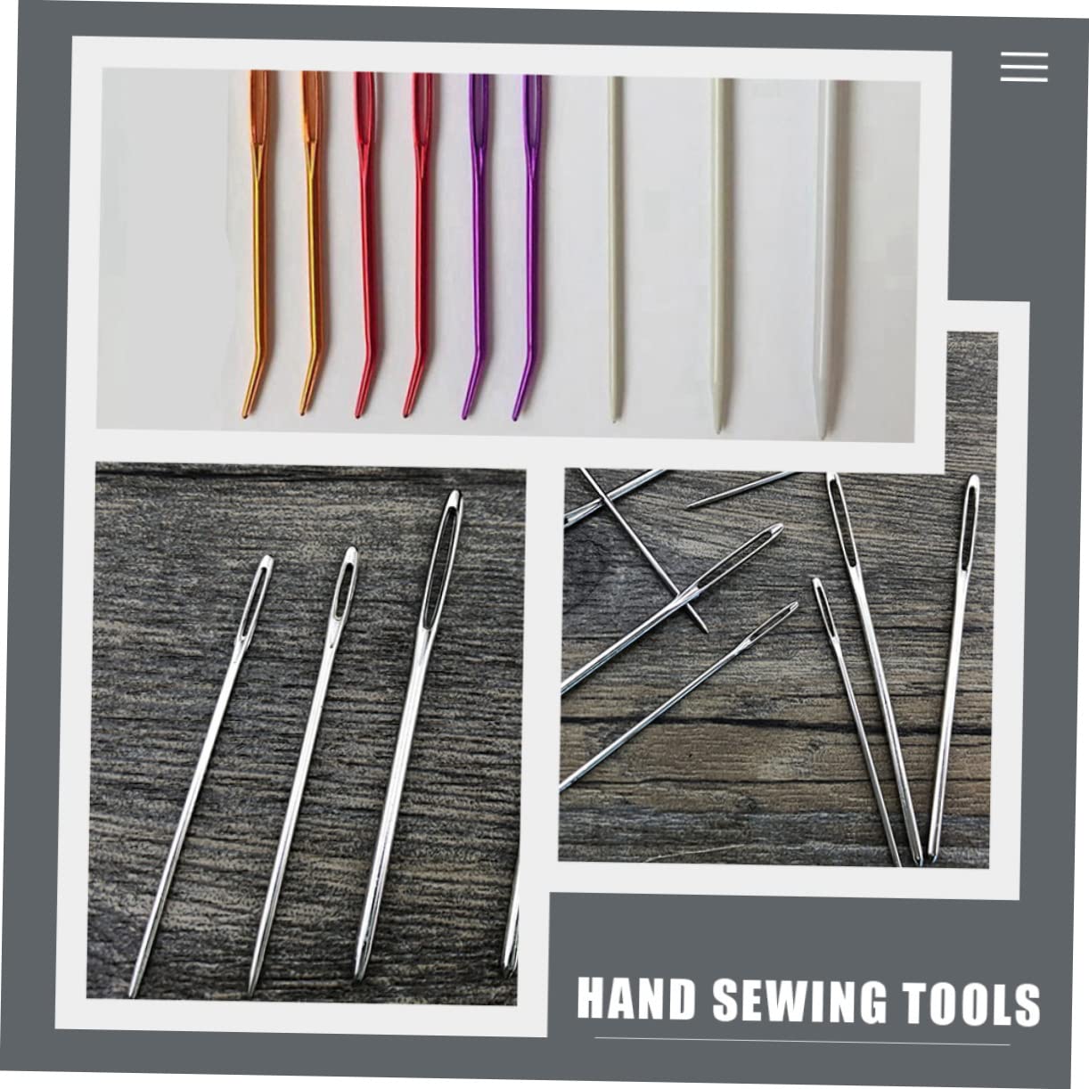 LALAFINA 5 Sets Knitting Needles Hand Sewing Kit Large Eye Needles for DIY Projects Portable Practical Random Color