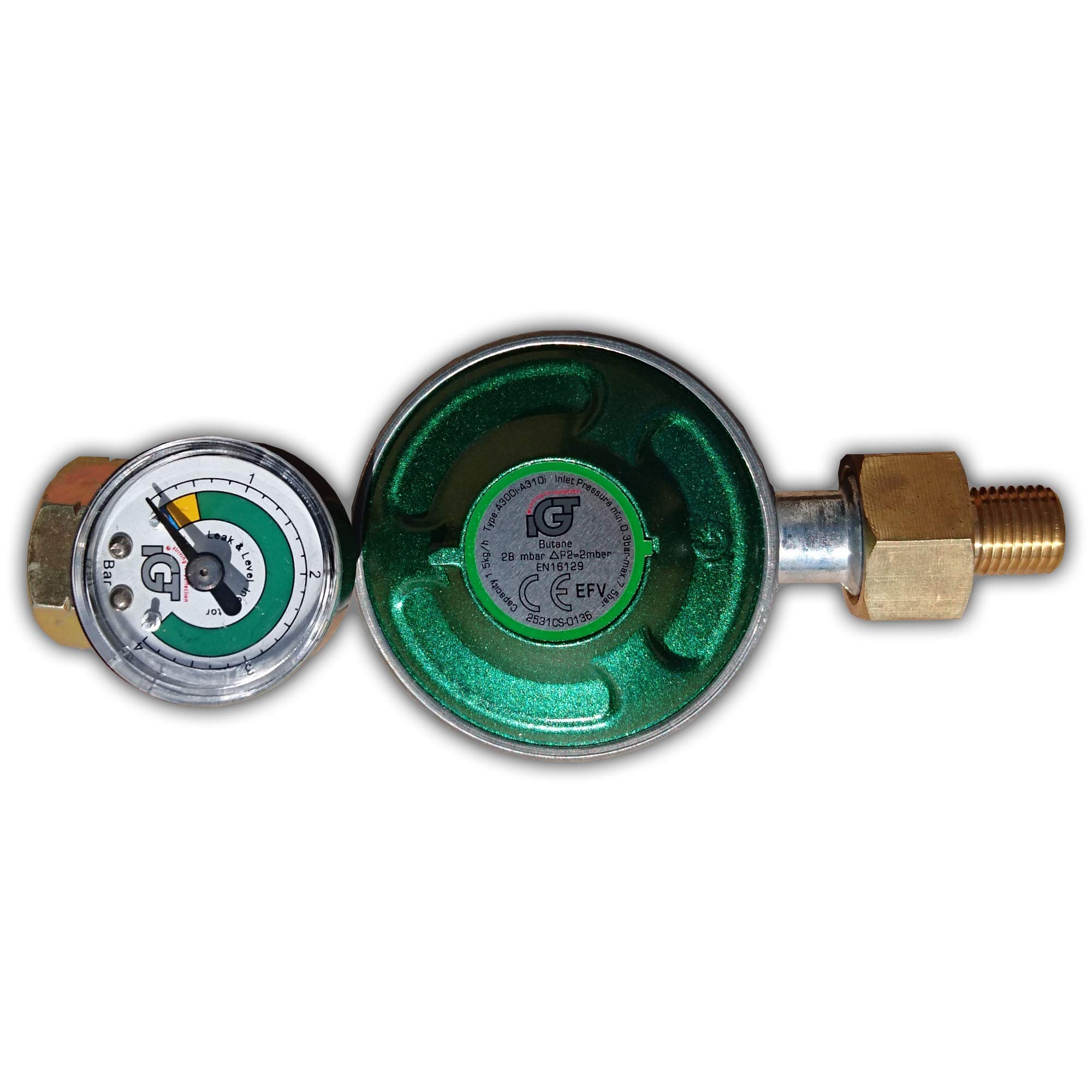 Druckregler/Schlauchsatz mit 1/2 Zoll Anschlusse, 50 mbar mit Manometer