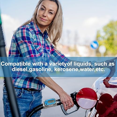 Miniatura 12 de Xuhal Medidor de flujo de turbina digital de 2 piezas, medidor de flujo de combustible, medidor de combustible electrónico con pantalla digital