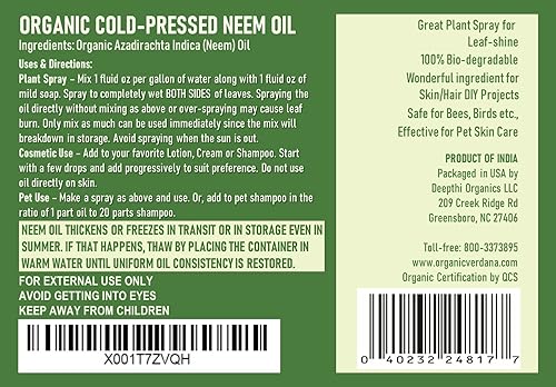 Miniatura 13 de Verdana Aceite de neem puro para plantas, 1 cuarto de galón (32 onzas líquidas), orgánico, prensado en frío, sin refinar, sin OMG, espray 100%