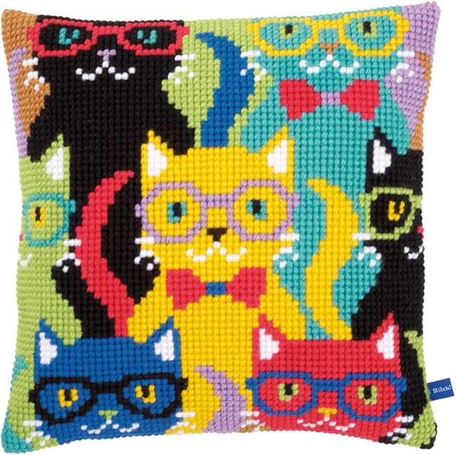 Vervaco Cross Stitch Kit: Cushion: Funny Cats, NA, 40 x 40cm