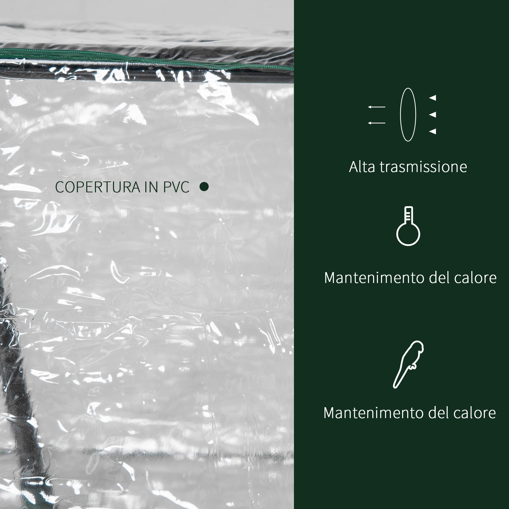 Outsunny Mini Serra da Giardino con 2 Finestre Avvolgibili e Copertura PVC Anti-UV, 120x60x60cm, Trasparente