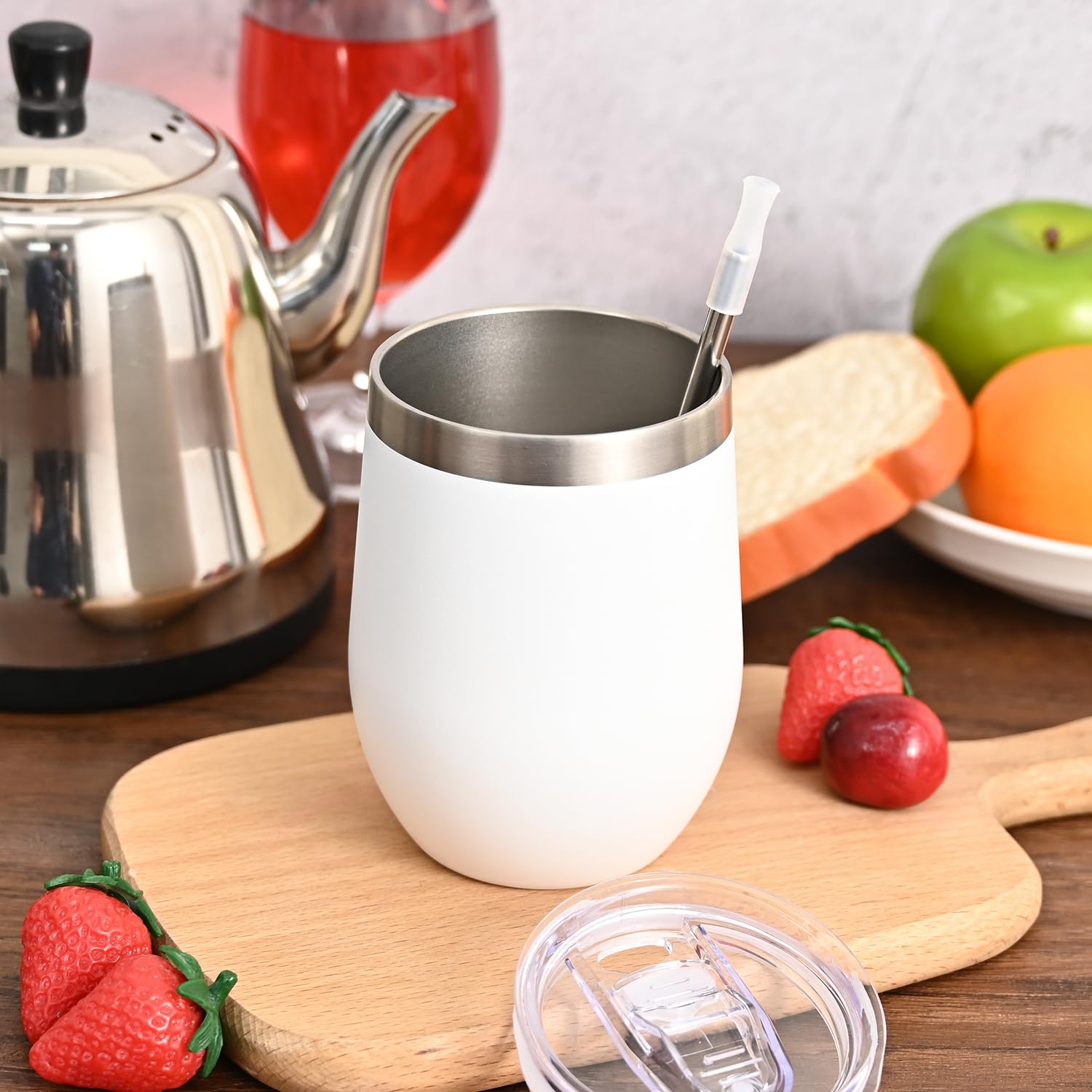 Joymaking Reusable Coffee Cup, Double Walled -Insulated Travel Mug Vacuum Stainless Steel Wine Tumbler with Spill Proof Lid - Image 3