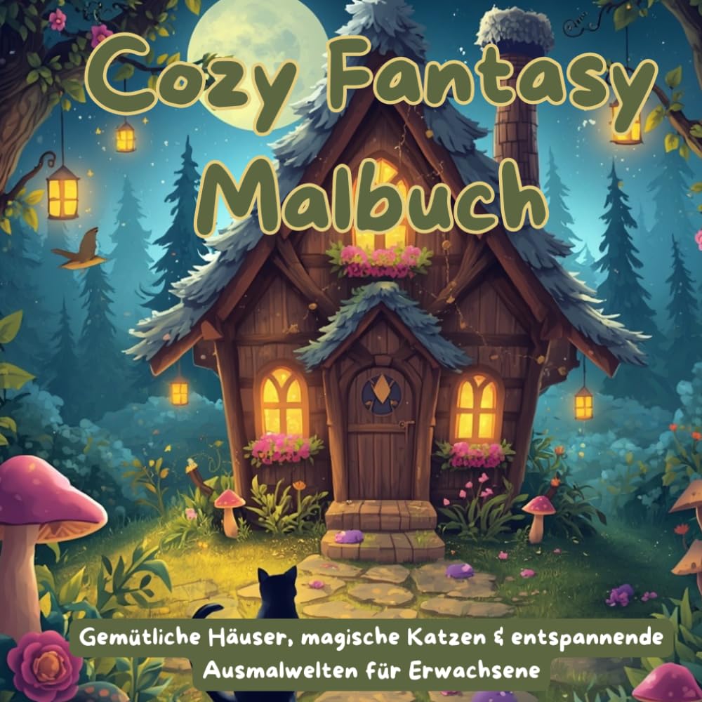 Cozy Fantasy Malbuch: Gemütliche Häuser, magische Katzen & entspannende Ausmalwelten für Erwachsene