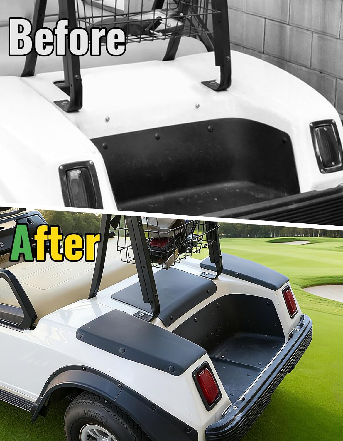Heavy Duty Steel Scuff Guard Pad Rear Seat Step Cover Compatible with Club Car DS Golf Cart 1981+ Accessories, Protection Panel, OEM #101706702 2pcs (Driver & Passenger Side)