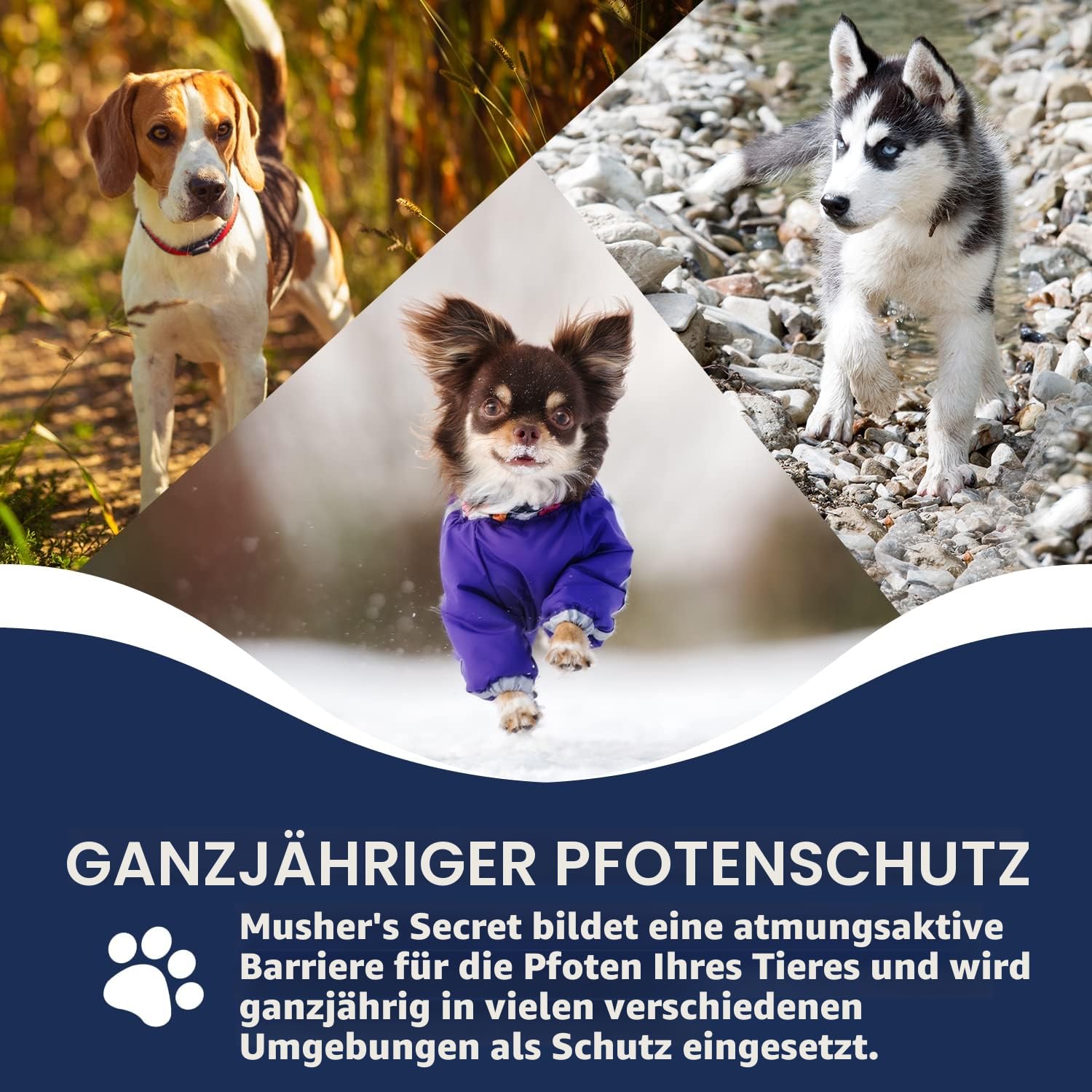 Musher's Secret Pfotenbalsam für Hunde 454g, Natürliches Pfotenschutz-Wachs Großpackung, Ganzjährige Pfotenpflege mit Vitamin E