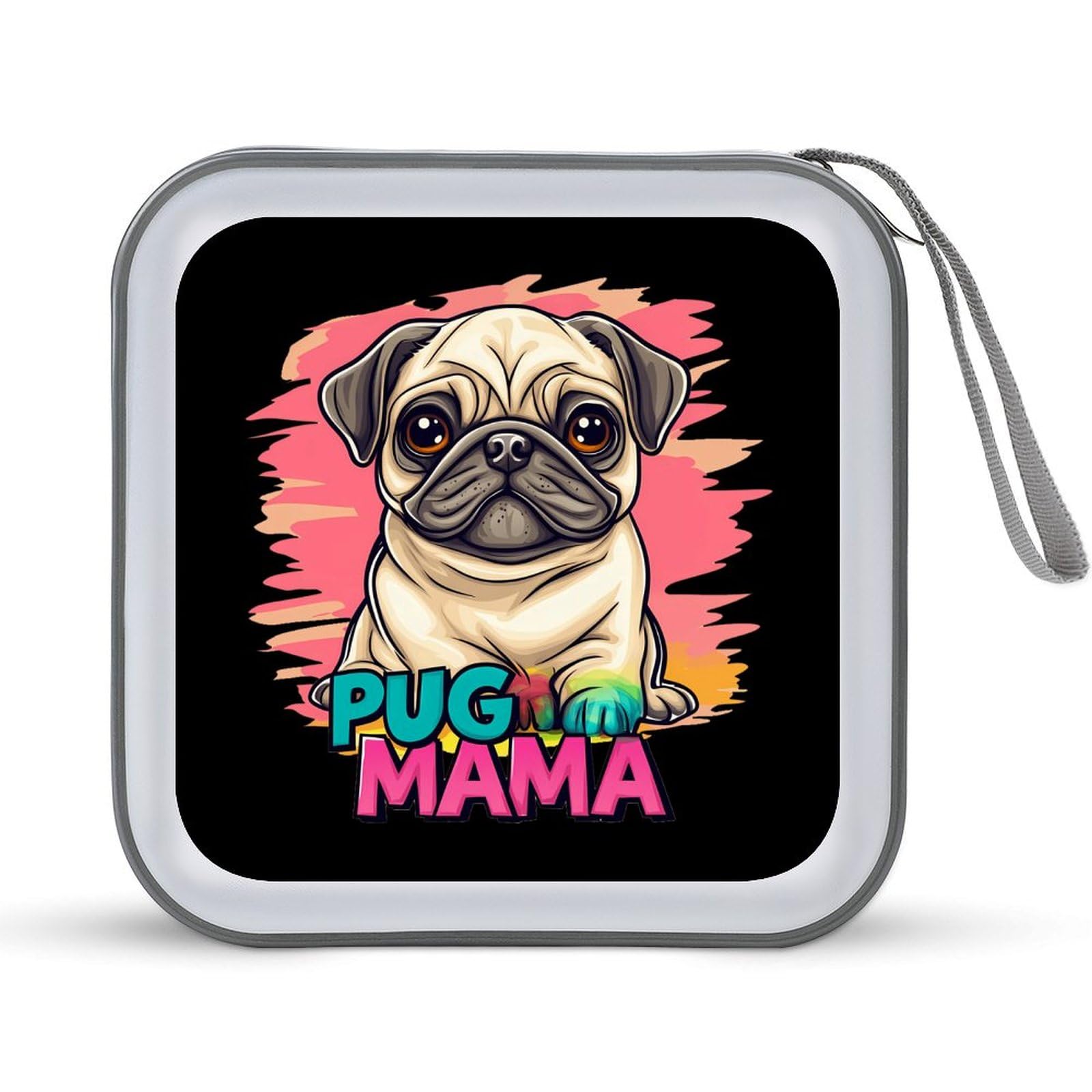 Pug Mama CD Case Portable DVD Holder Storage Organizer for Home Travel