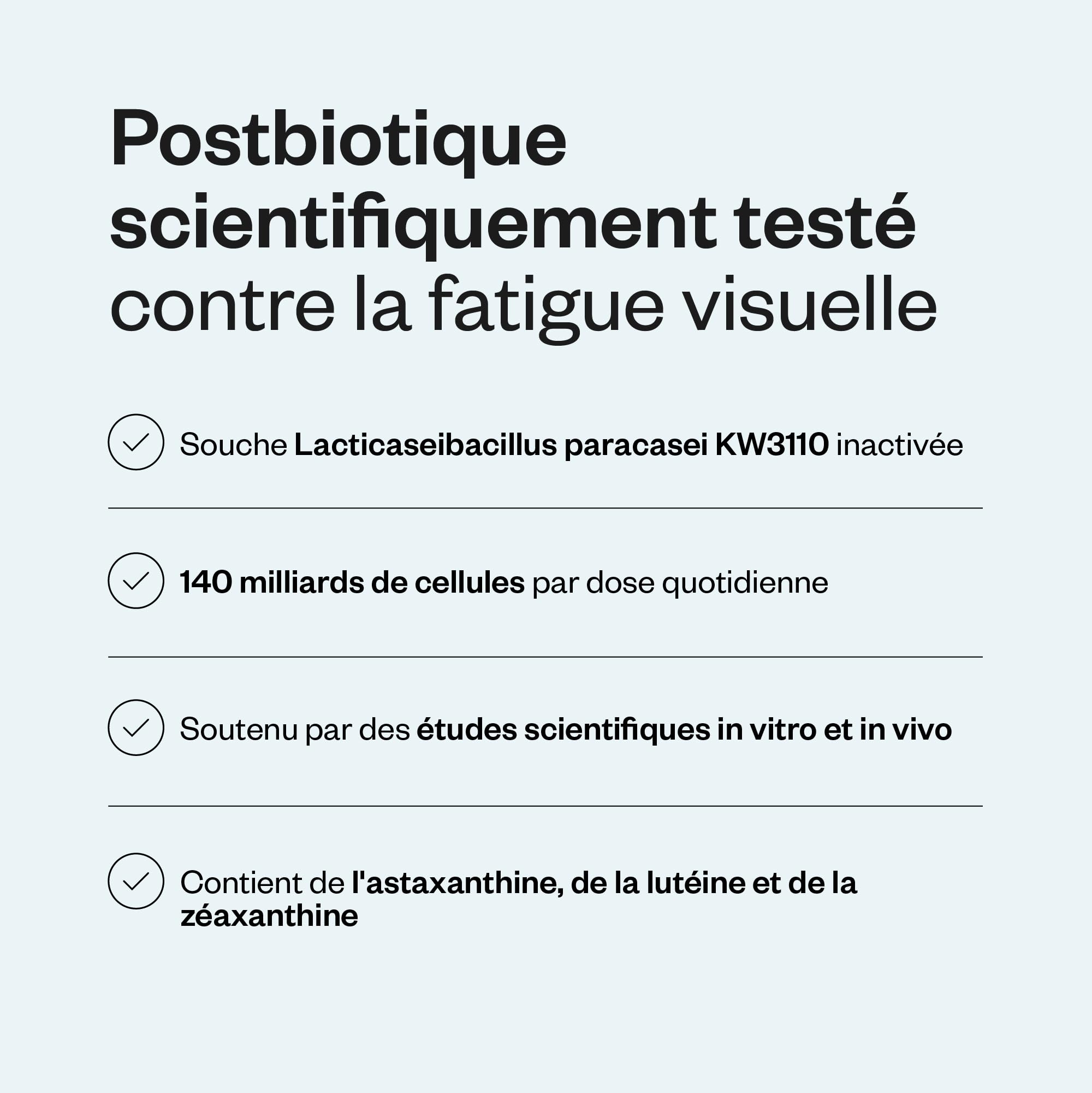 Postbiotique pour la Vision Breveté - Vegan - Sans excipients - SuperSmart | Lutte contre la Fatigue Visuelle - Protection des yeux de la lumière bleu - Soutenu par des études scientifiques