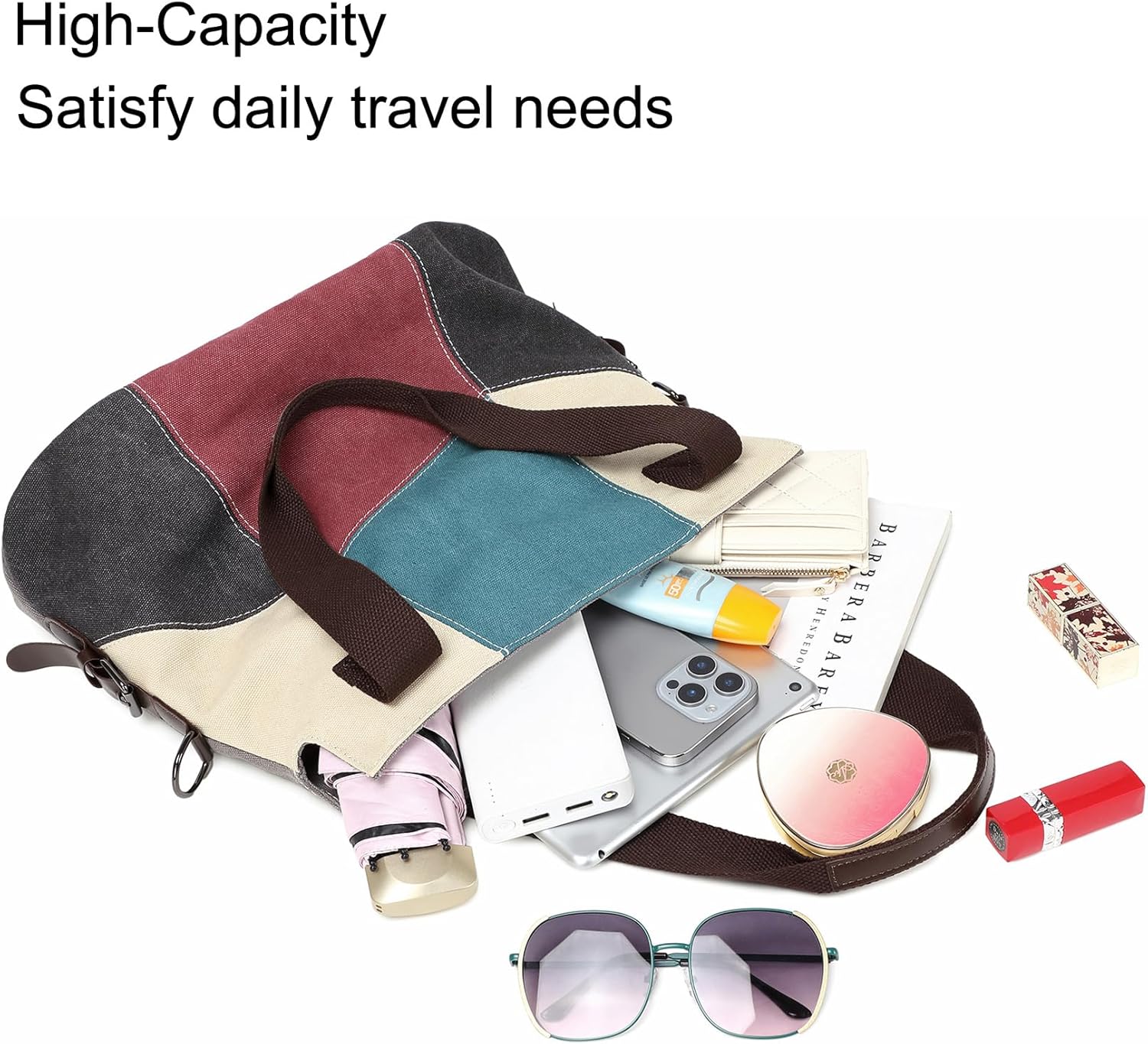 LAKE OF FIRE Women's Canvas Tote Bag with Spacious Compartments, Fashion Handbag for Work, School and Daily Use - Image 6