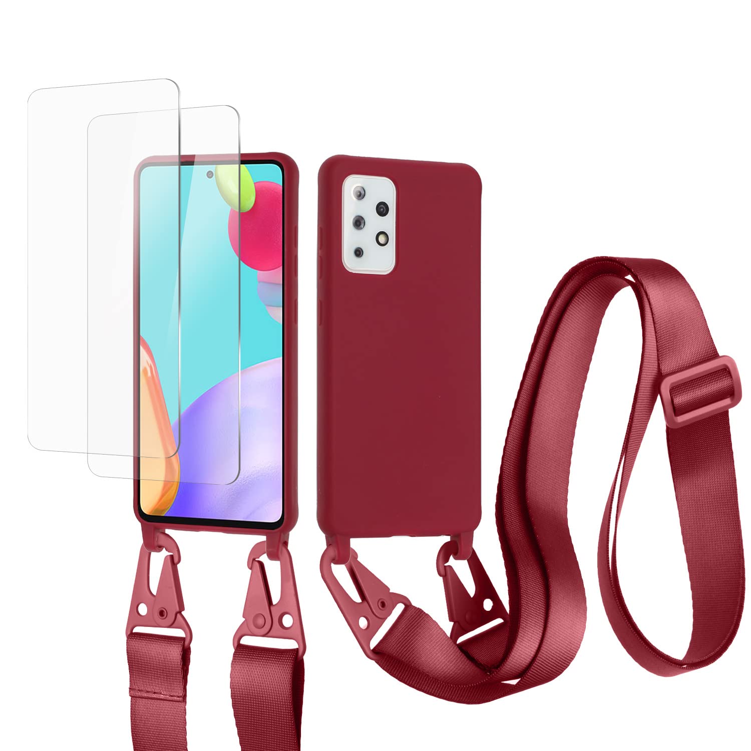 vrupin Funda Compatible con iPhone 13.con (2 x Protector Pantalla)con Cuerda Case con Ajustable Cordón.Silicona Líquida Funda-Loto Color — view 69