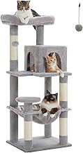 PAWZ Road Katzenbaum mit Metall-Plüsch-Hängematte, Katzenturm für ausgewachsene Katzen mit 2-türigem Condo-Haus grau 116cm