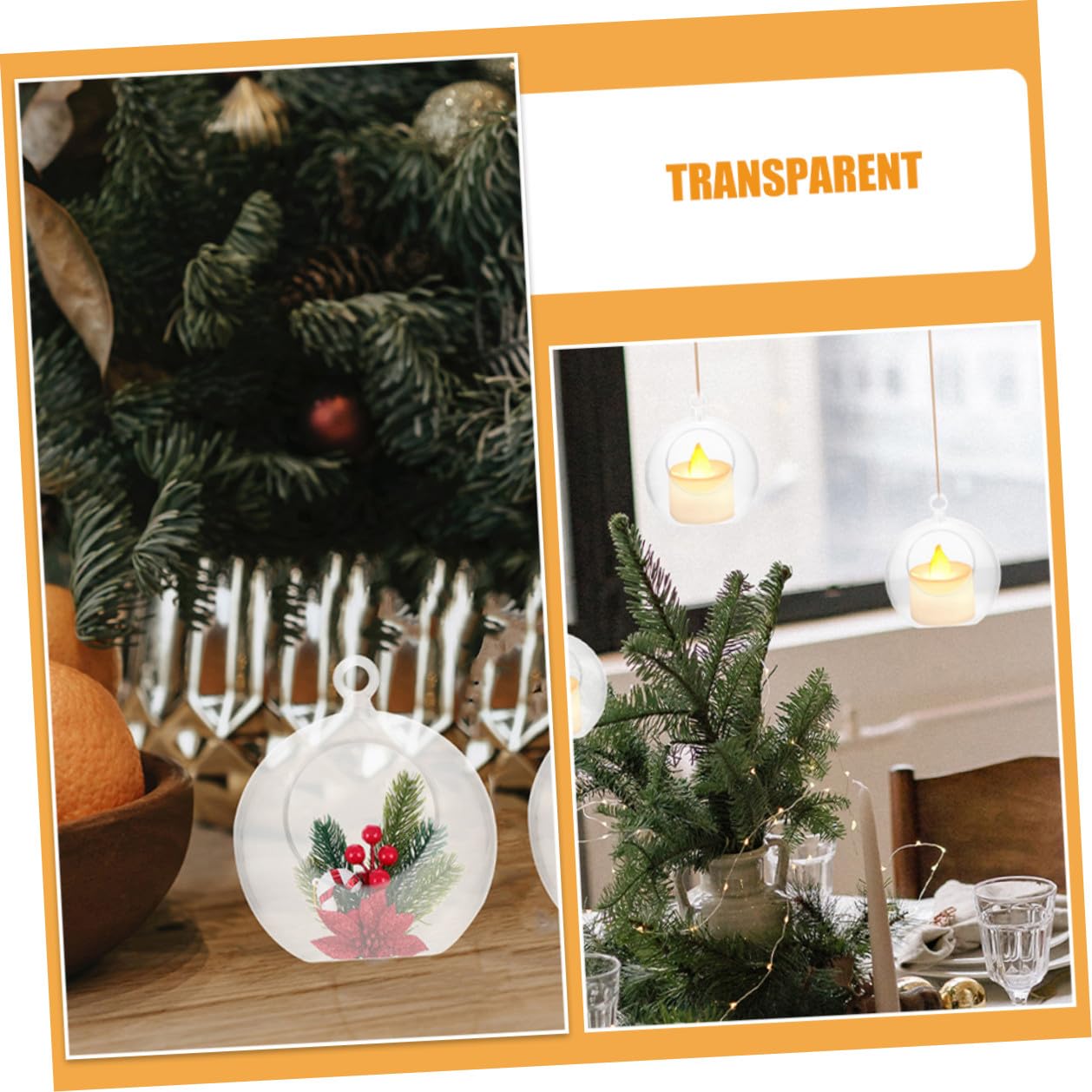 Mikikit Bolas Decorativas Transparentes Rellenable de 8 Cm, 20 Unidades, Bolas Colgantes Huecas de Acrílico para Decoración Navideña, Bodas, Cumpleaños y Manualidades