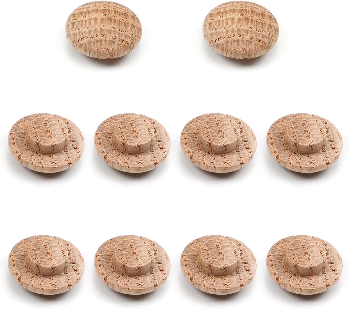 MroMax 10Pcs Round Wood Button Plugs 0.39" Dia Oak Hardwood Furniture