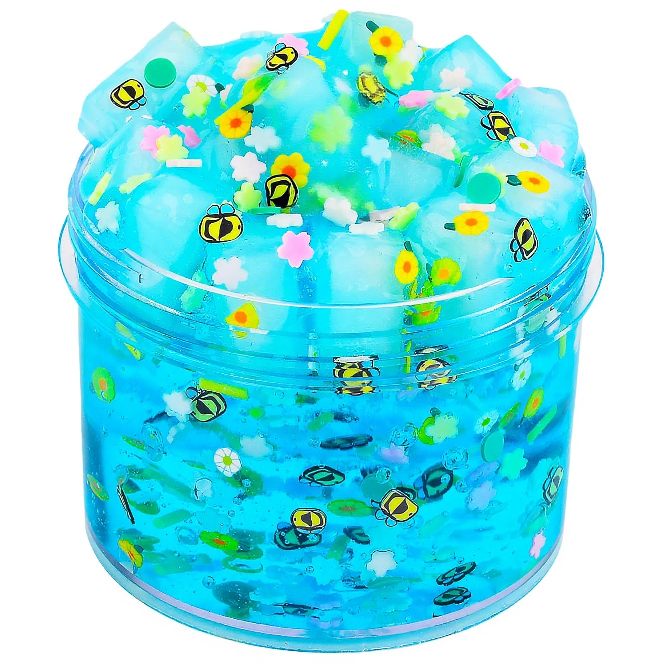 2 Pack Jelly Cube Crunchy Slime, Clear Slime for Girls Boys, Jelly Cube Slime Kit, Non Sticky Water Slime Stress Relief Toy, for Kids Party Favors, School Education and Birthday Gift(Blue & Pink)
