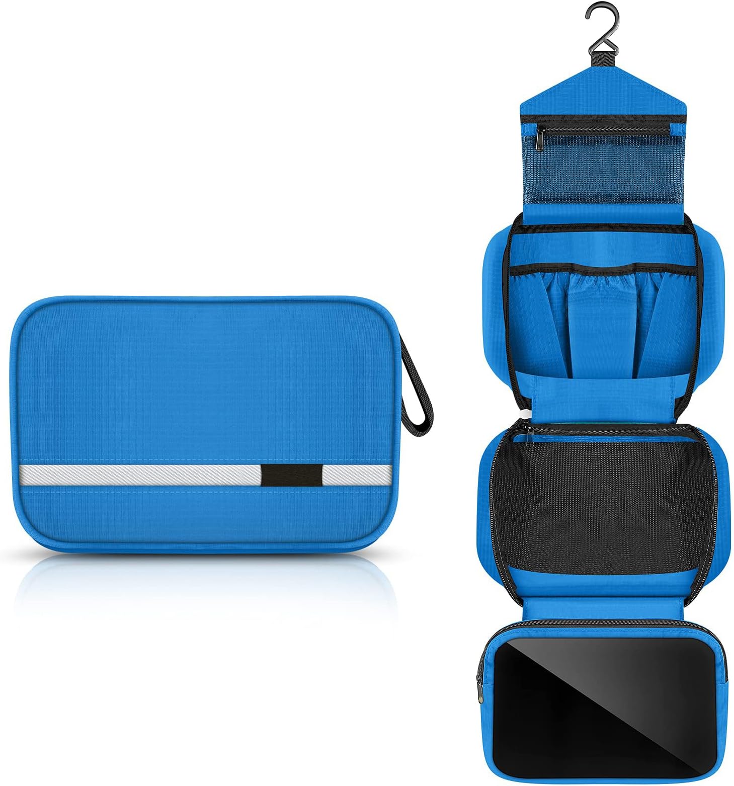 Travel Toiletry Bag Hanging Organizer, Dopp Kit Shaving Bag Waterproof Makeup Bag with Hanging Hook, Portable Toiletry Organizer for Traveling and Camping for Men and Women (Blue)