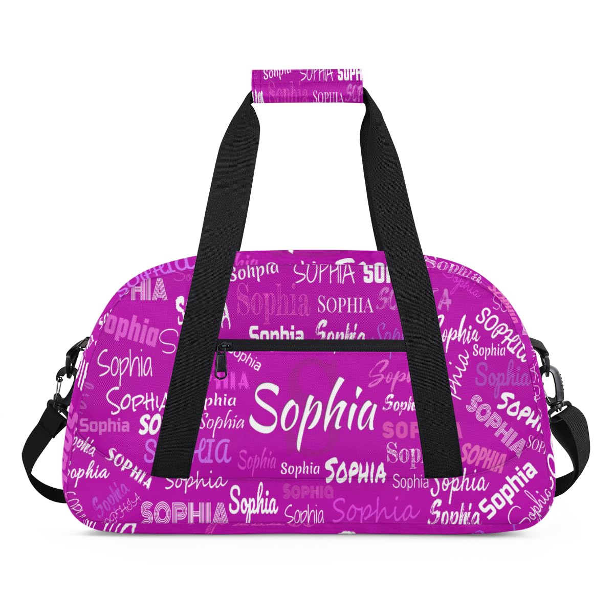 Mularoka Custom Dance Ballet Bag for Girls, Personalized Sports Duffel Bag Name Ranked Gym Cheer Dancing Bag Travel Duffel with Name, Purple Rosy