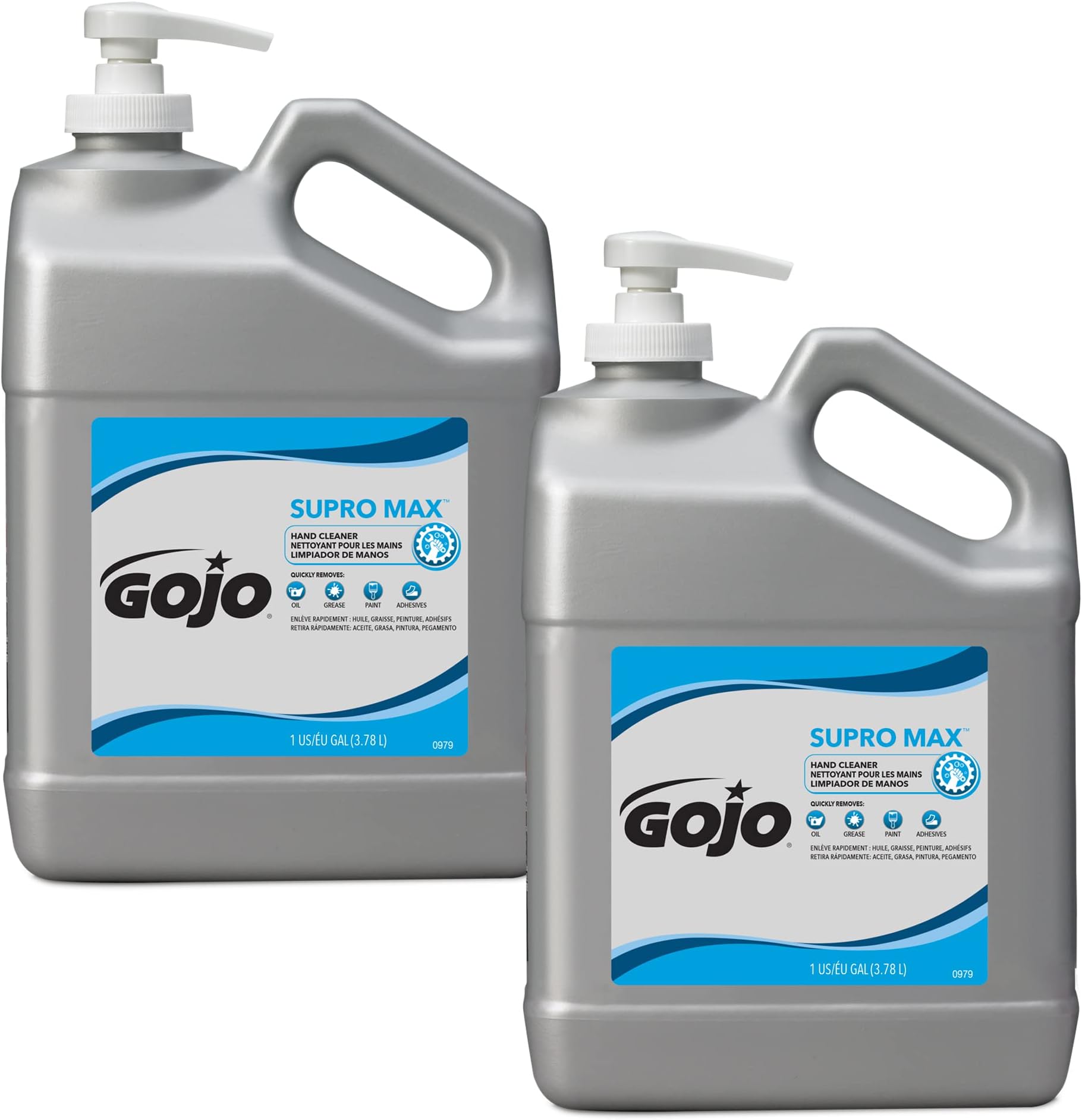SUPRO MAX Hand Cleaner, 1 Gallon Heavy-Duty Hand Cleaner with Gentle Scrubbers Pump Bottle (Pack of 2) – 0979-02