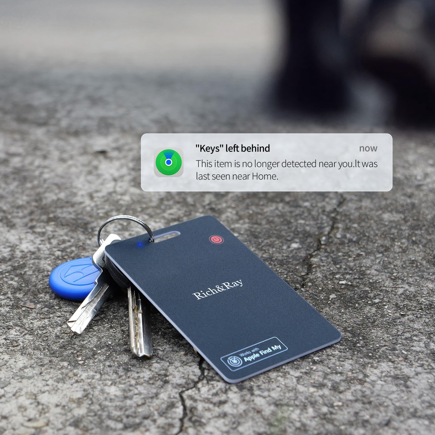 Rich&Ray Wireless Charging Smart Tracker Card Rechargeable IP68, Key Finder Item Tracker Thin Card Works with Find My (MFI Certified), 1 Pack