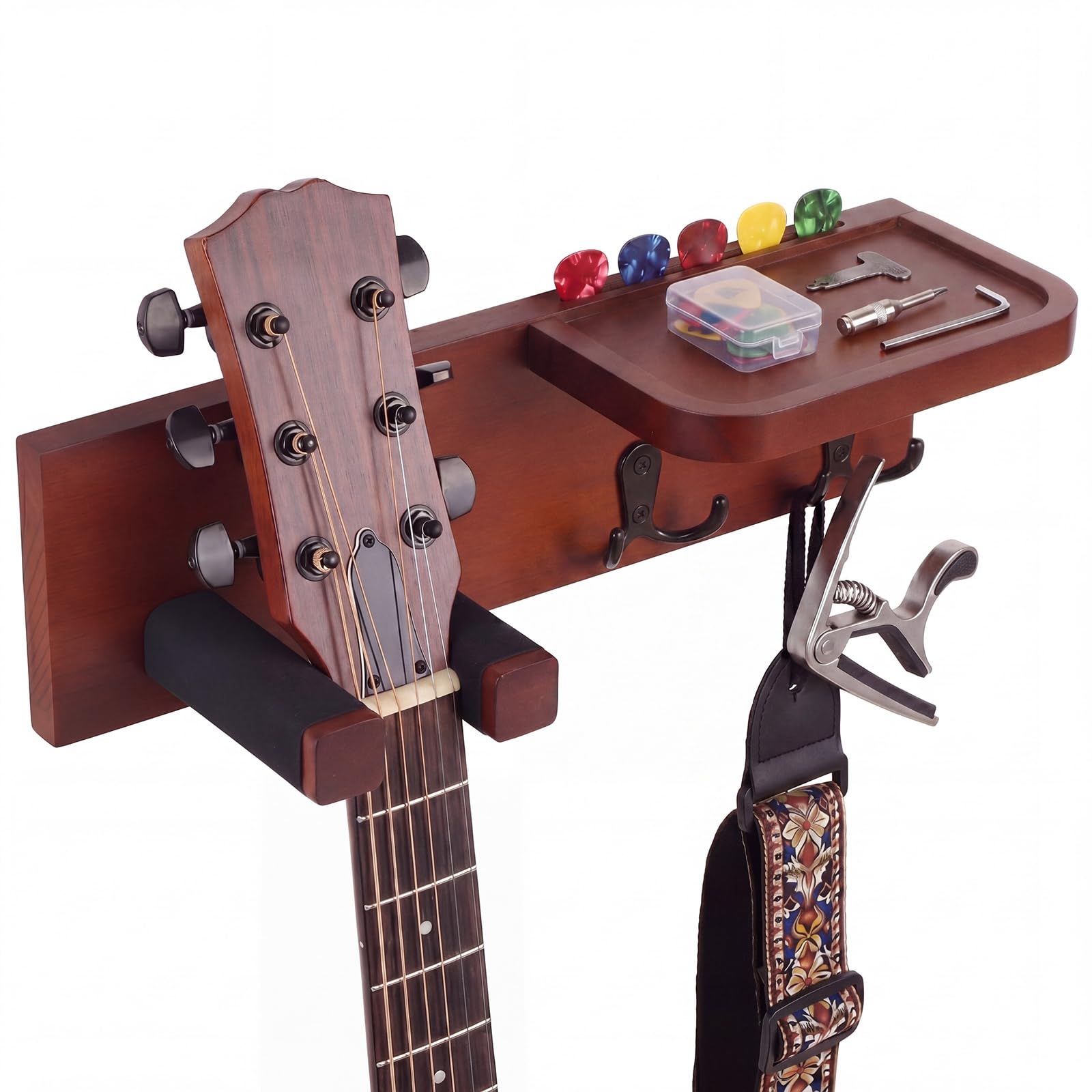 Fixation murale guitare électrique et ukulélé en bois avec crochets
