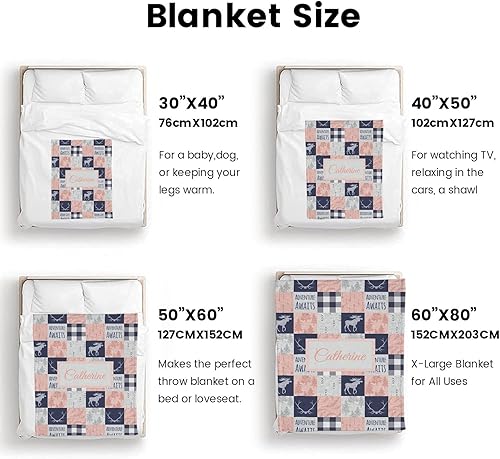 Miniatura 7 de Manta personalizada con nombre, manta de bebé personalizada para niños y niñas, manta personalizada con nombre para niños y adultos, manta de bosque