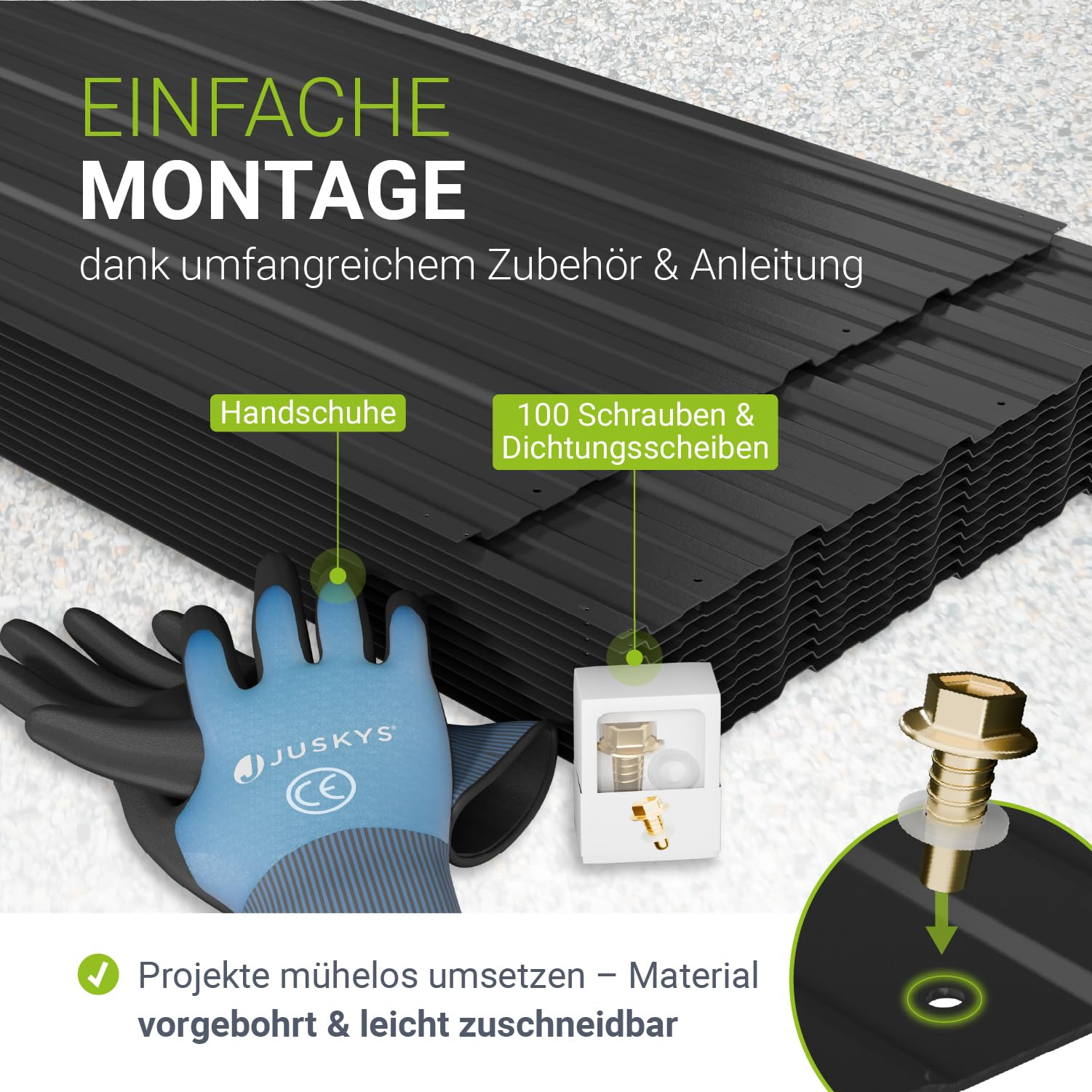 Profilblech Anthrazit 12er Set Verzinkter Stahl UV-beständig 129x45 cm 0,23 mm
