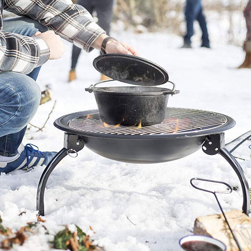 Braciere Pieghevole in Acciaio per Esterni, da Giardino, da Patio, da Campeggio, per Barbecue con griglia