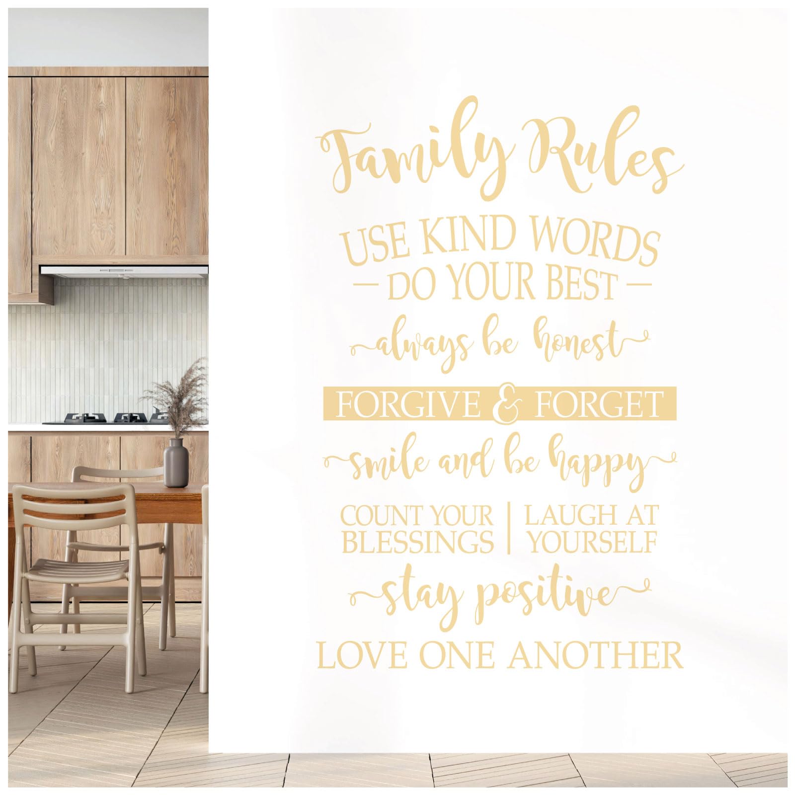 Family Rules - Use Kind Words, Always be Honest... - Home Decal Wall Sticker [XXLarge] [Cream]