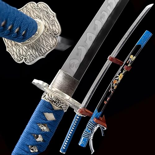 Miniatura 1 de HERO SWORD Espada Katana de acero templado T10 de arcilla japonesa avanzada para arzar, auténticas olas japonesas, navaja hamon, afilada, samurái,