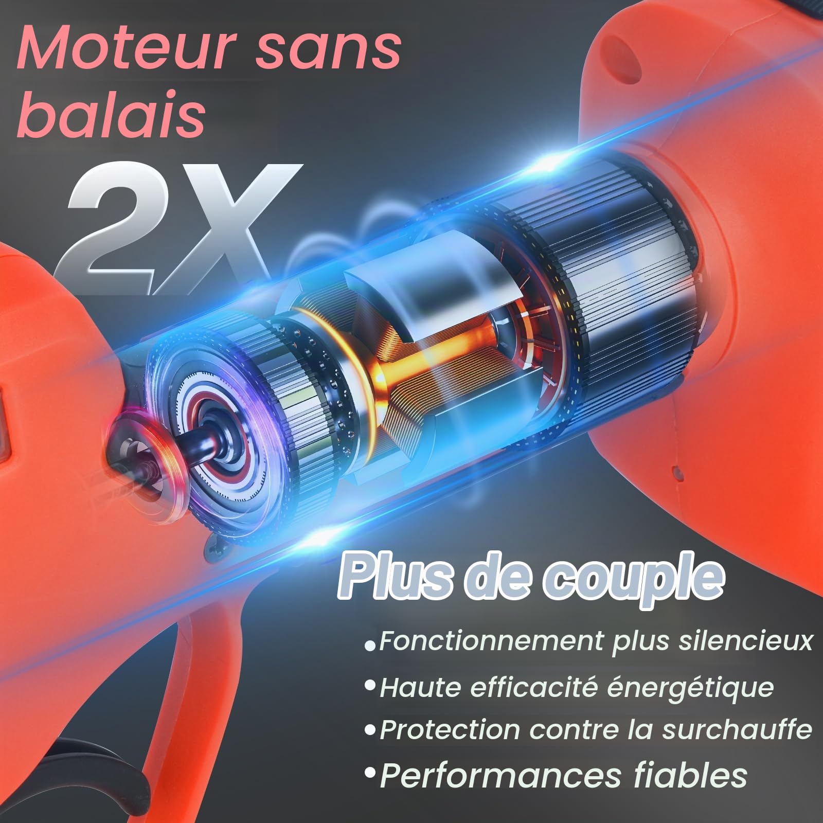 Sécateur électrique, 50 mm, batterie avec affichage, batteries 2 x 2 000 mAh, sécateur professionnel 800 W avec moteur Brushless pour jardinage, arbres fruitiers, vignobles